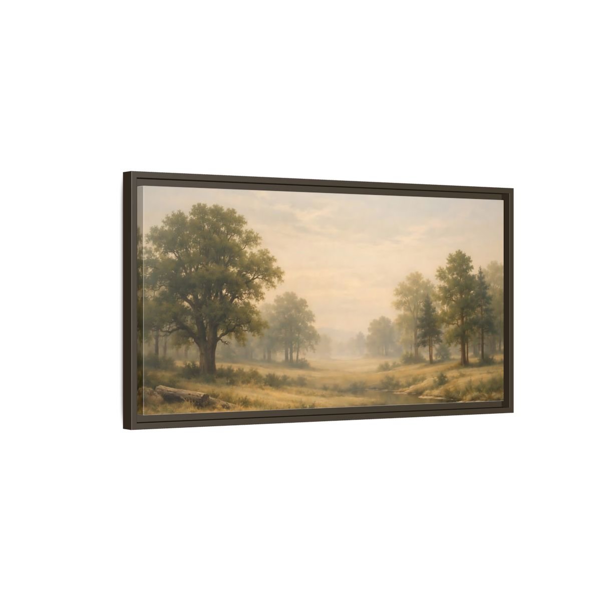 Landscape Nature Forest Green Gold - Framed Canvas Wall Art Print - YesArtYes