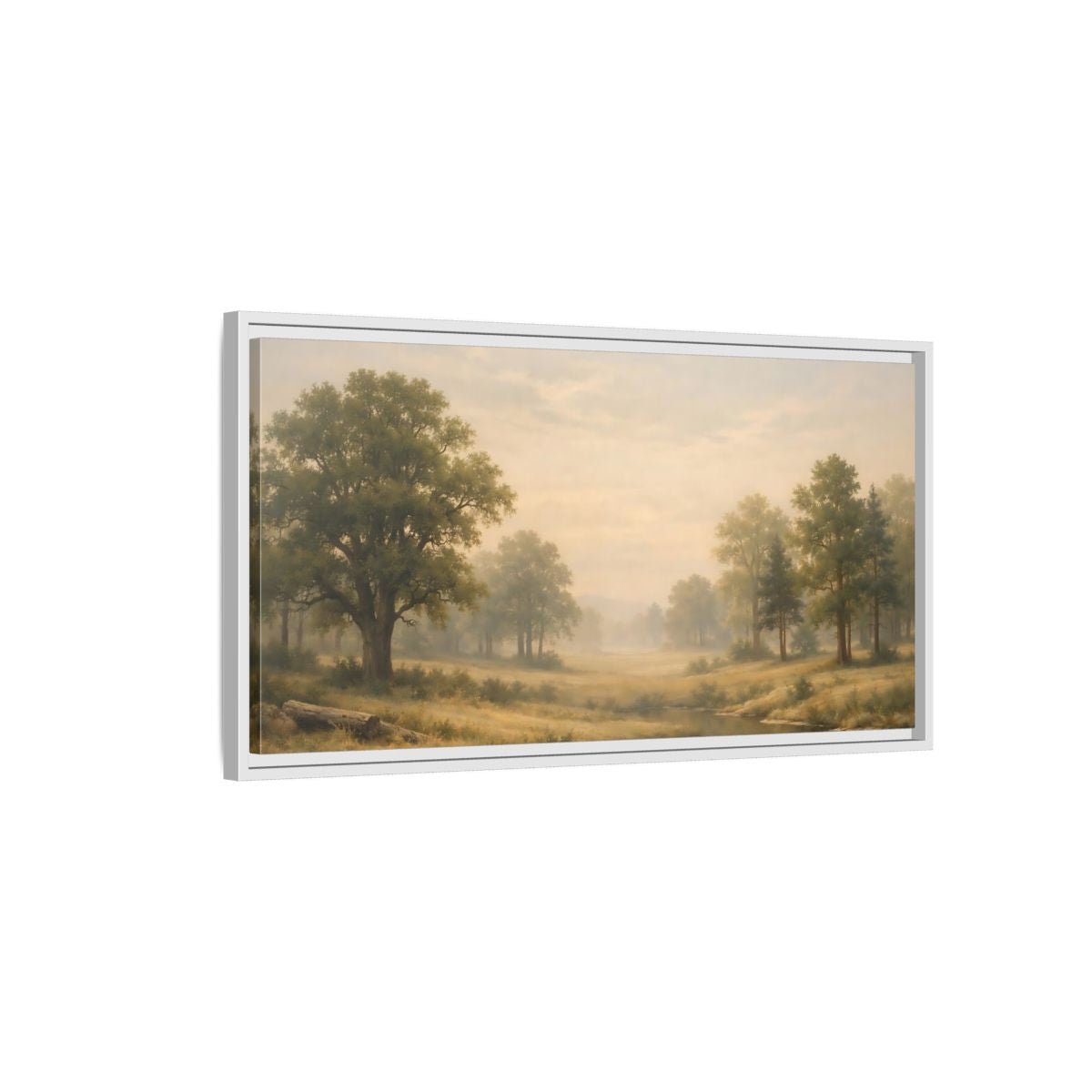 Landscape Nature Forest Green Gold - Framed Canvas Wall Art Print - YesArtYes