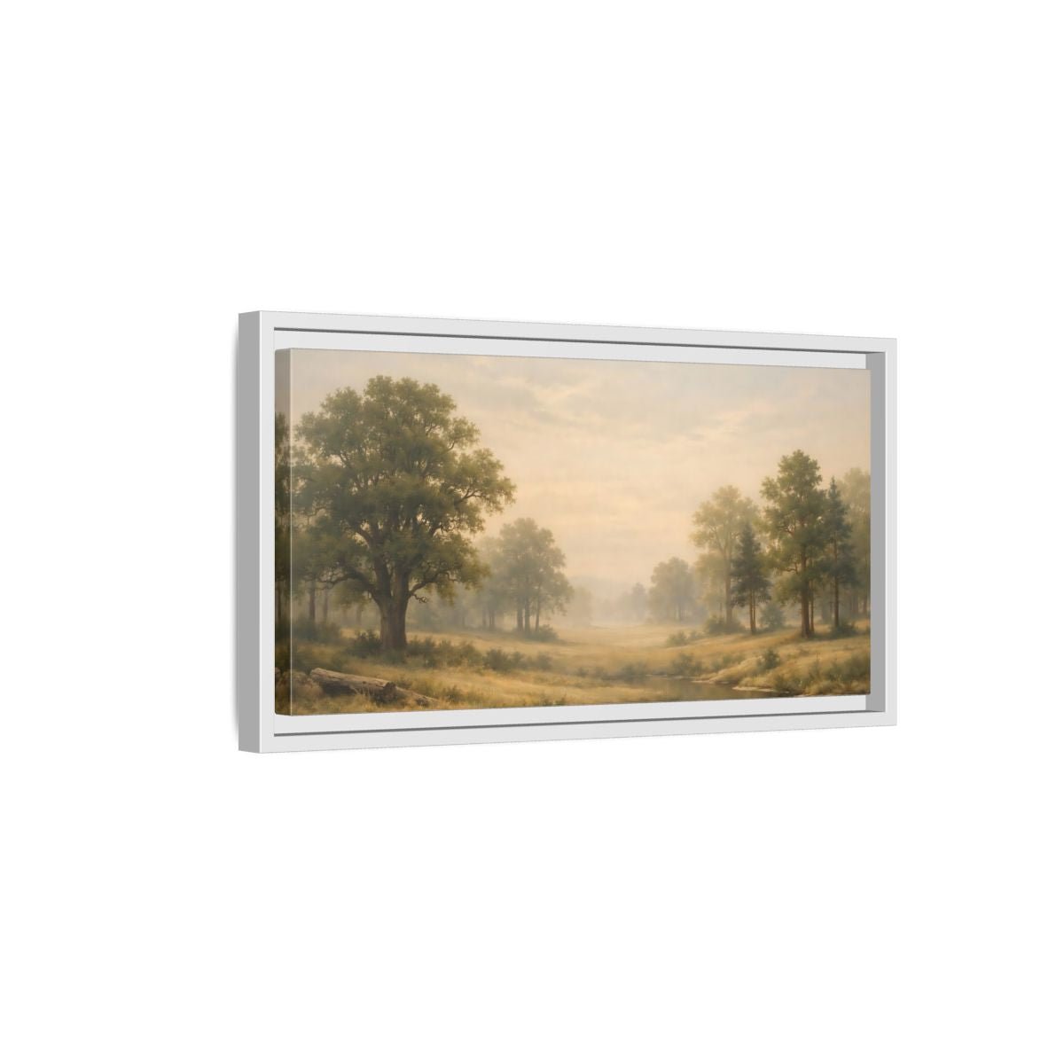 Landscape Nature Forest Green Gold - Framed Canvas Wall Art Print - YesArtYes