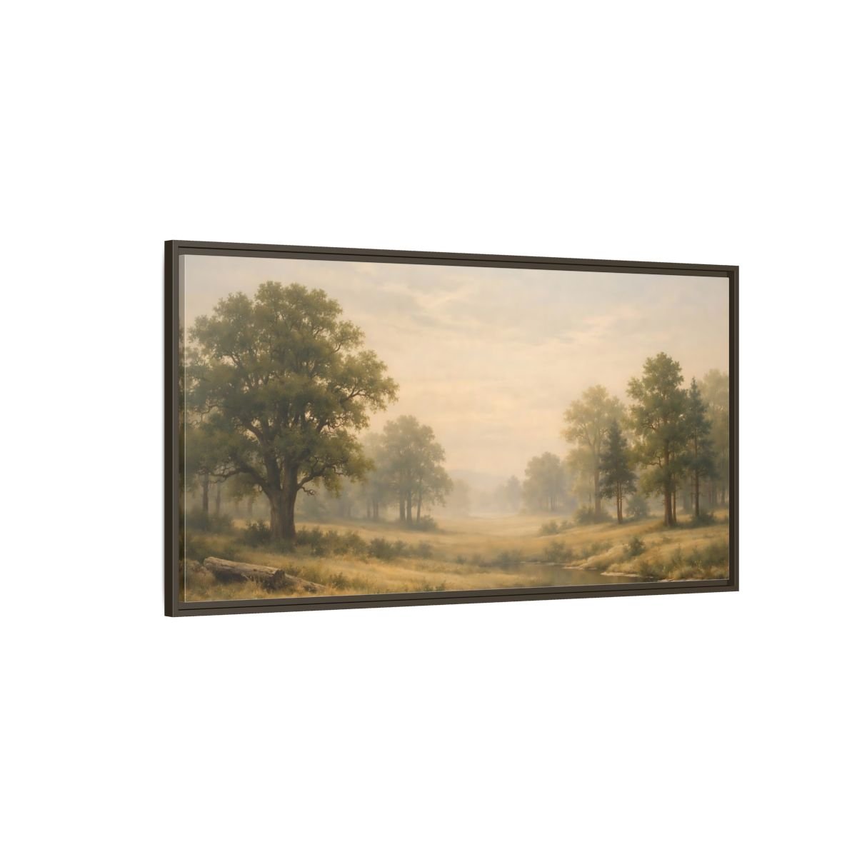 Landscape Nature Forest Green Gold - Framed Canvas Wall Art Print - YesArtYes