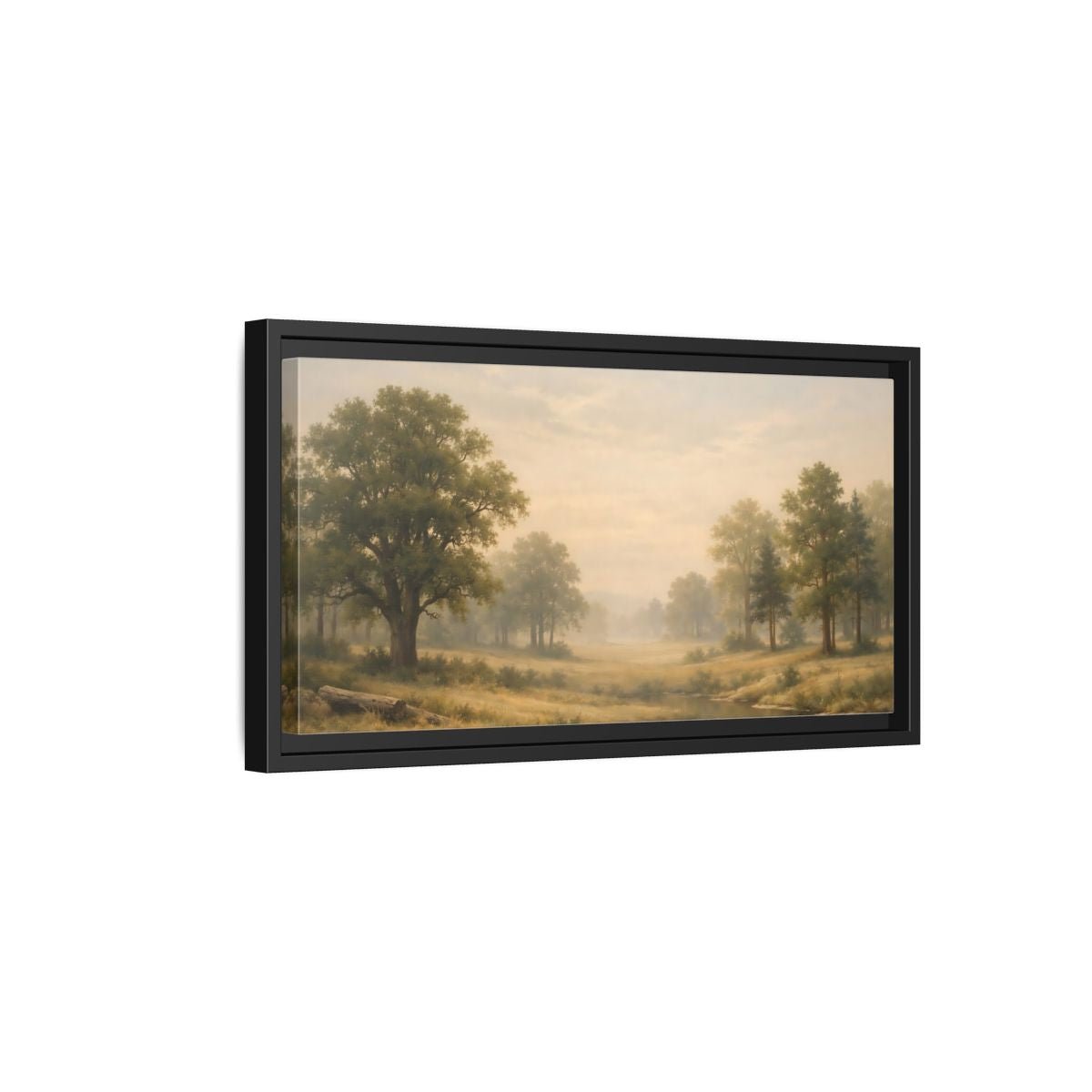 Landscape Nature Forest Green Gold - Framed Canvas Wall Art Print - YesArtYes