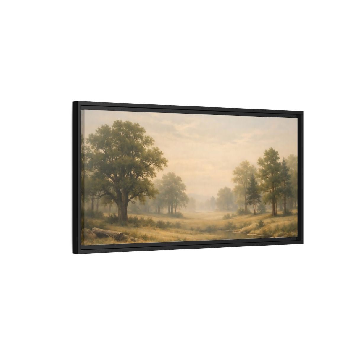 Landscape Nature Forest Green Gold - Framed Canvas Wall Art Print - YesArtYes
