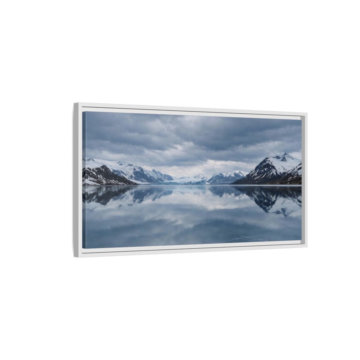 Landscape Nature Glacial Lake Blue And - Framed Canvas Wall Art Print - YesArtYes
