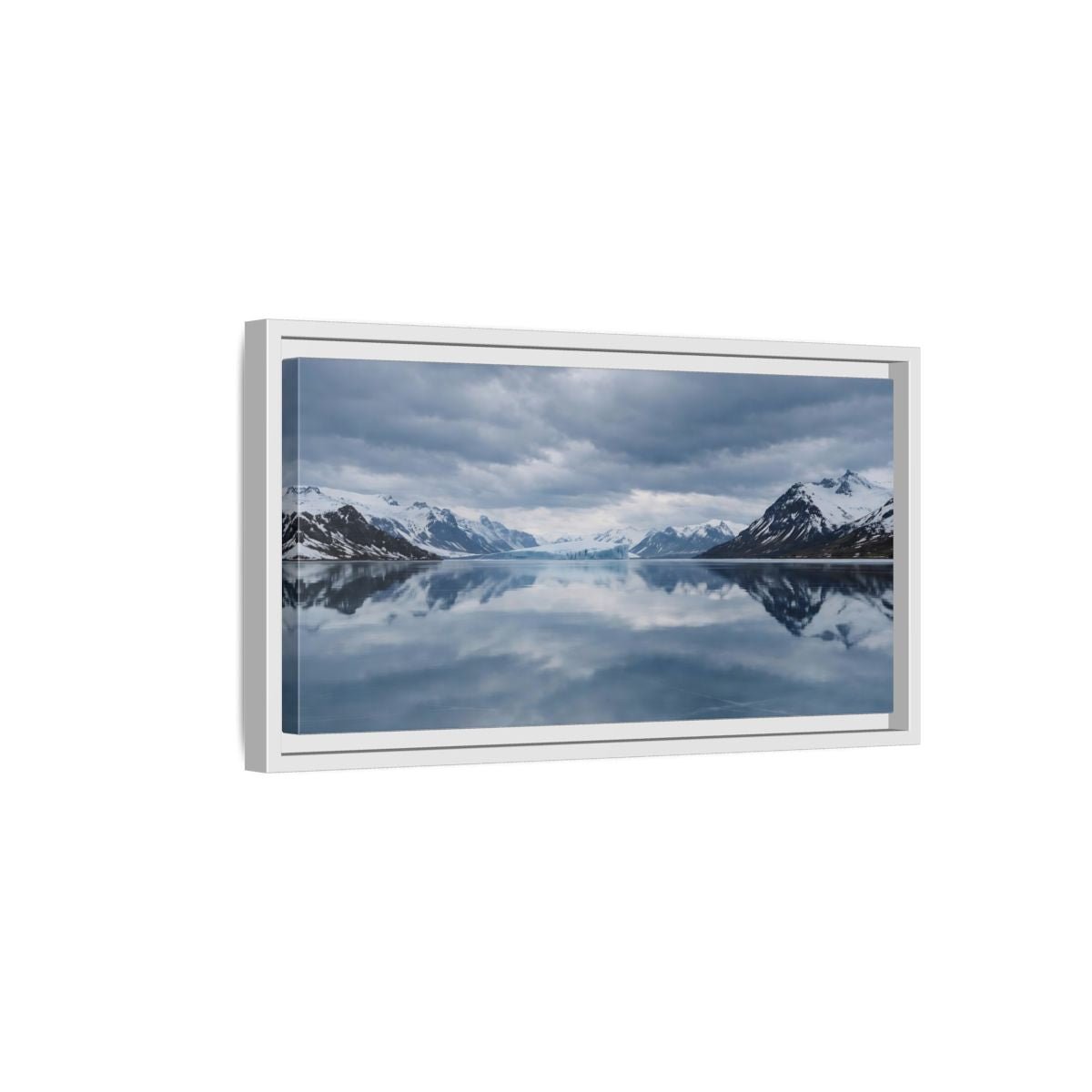 Landscape Nature Glacial Lake Blue And - Framed Canvas Wall Art Print - YesArtYes