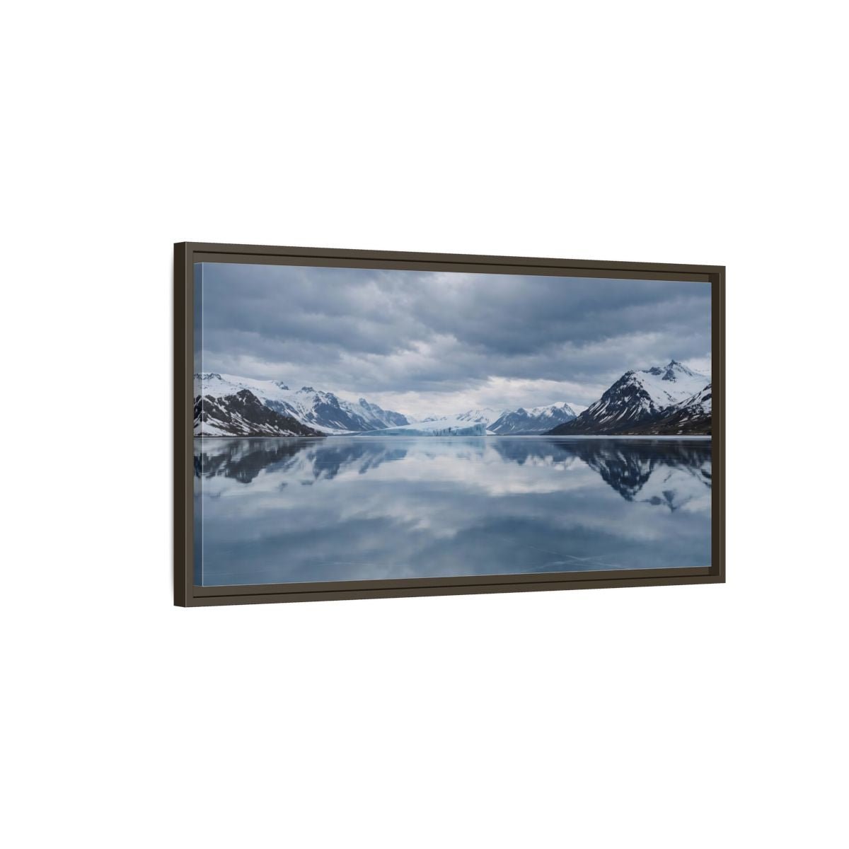 Landscape Nature Glacial Lake Blue And - Framed Canvas Wall Art Print - YesArtYes