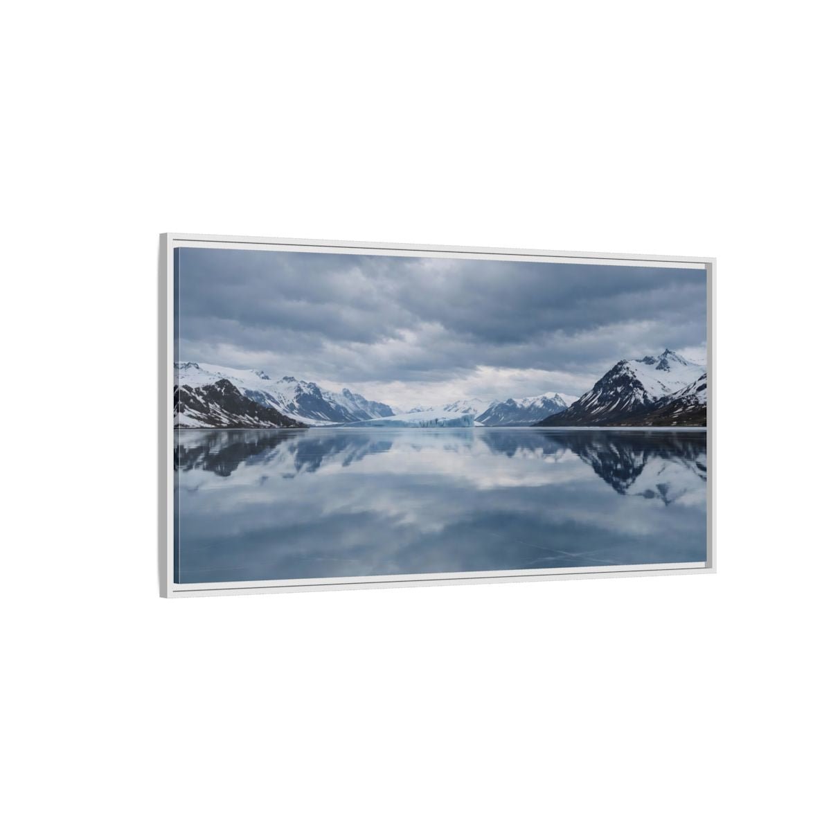 Landscape Nature Glacial Lake Blue And - Framed Canvas Wall Art Print - YesArtYes