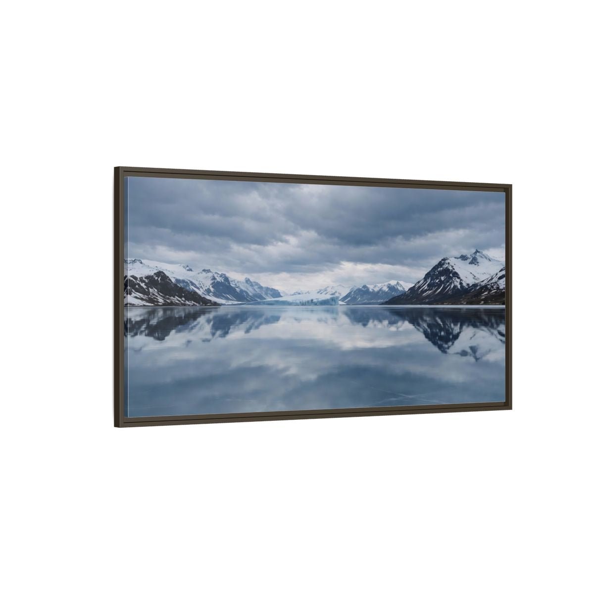 Landscape Nature Glacial Lake Blue And - Framed Canvas Wall Art Print - YesArtYes