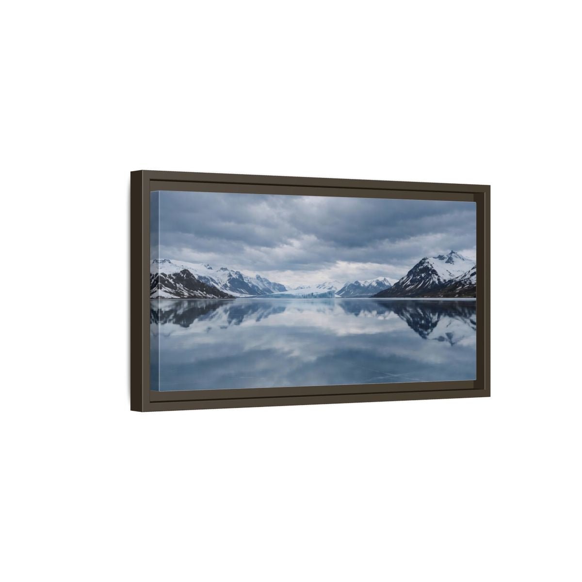 Landscape Nature Glacial Lake Blue And - Framed Canvas Wall Art Print - YesArtYes