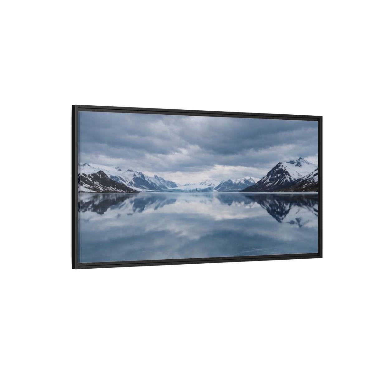 Landscape Nature Glacial Lake Blue And - Framed Canvas Wall Art Print - YesArtYes