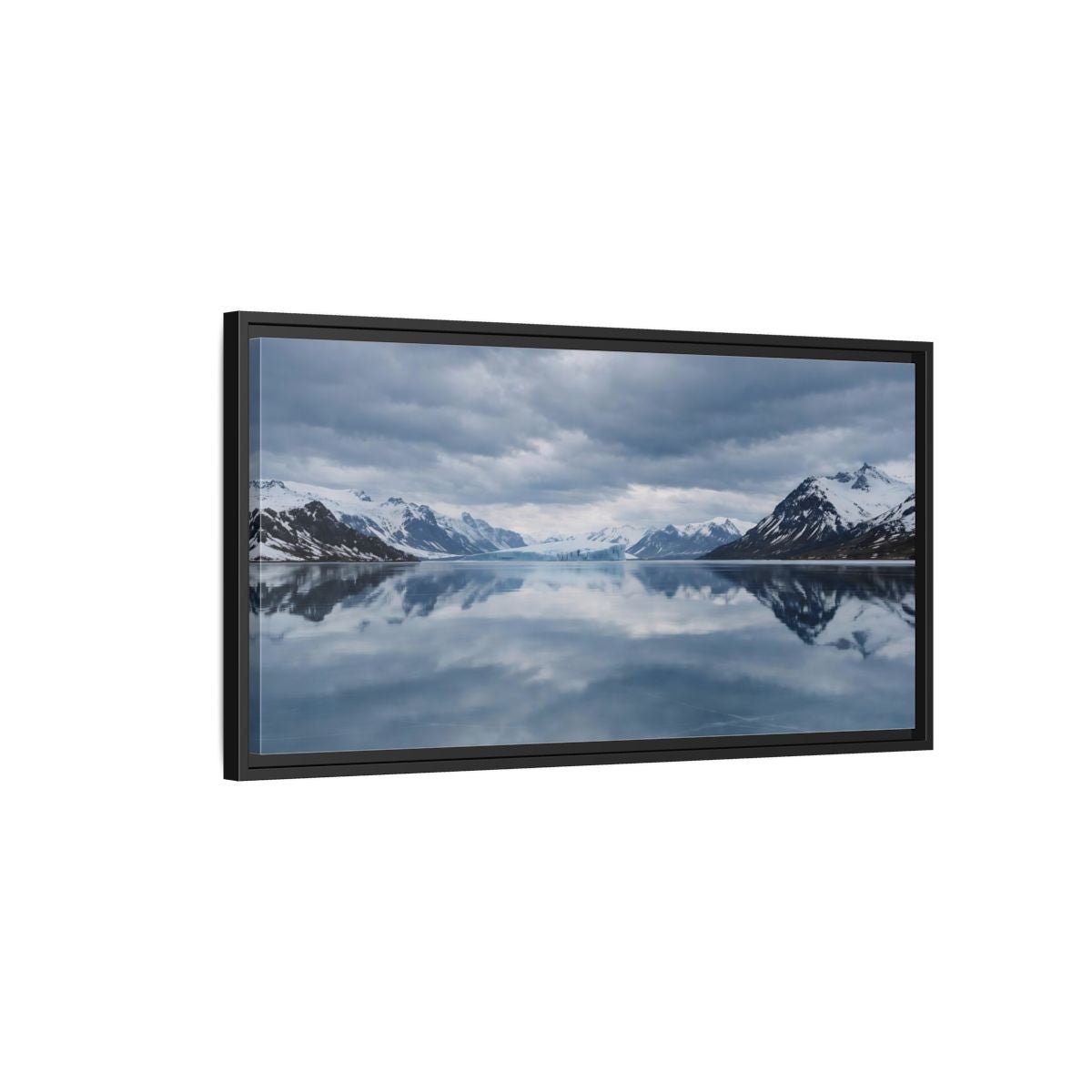 Landscape Nature Glacial Lake Blue And - Framed Canvas Wall Art Print - YesArtYes