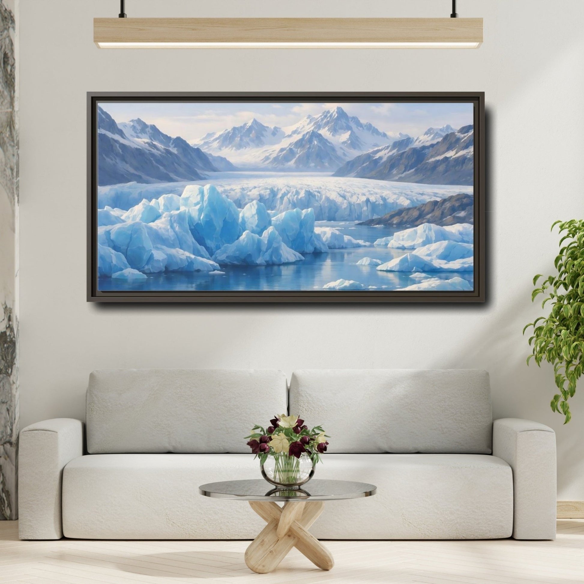Landscape Nature Glacier Blue - Framed Canvas Wall Art Print - YesArtYes