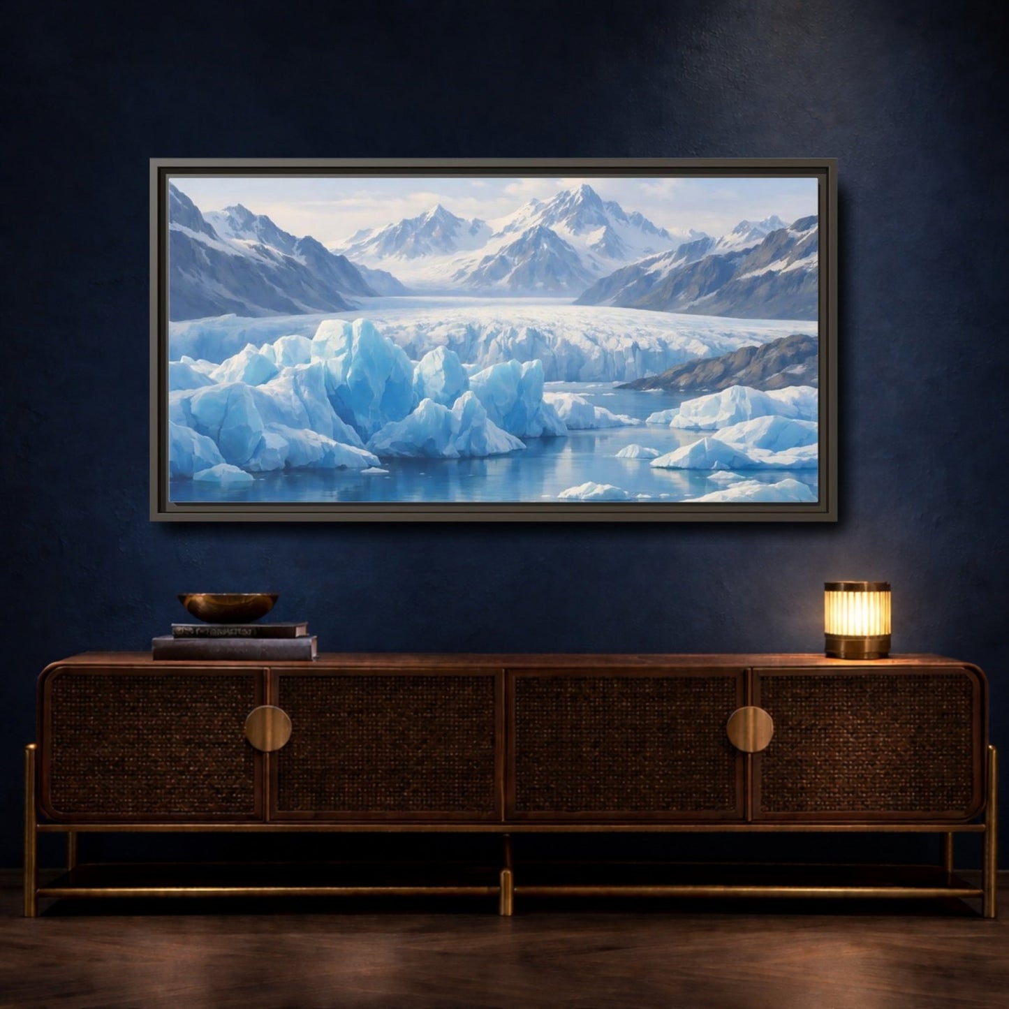 Landscape Nature Glacier Blue - Framed Canvas Wall Art Print - YesArtYes