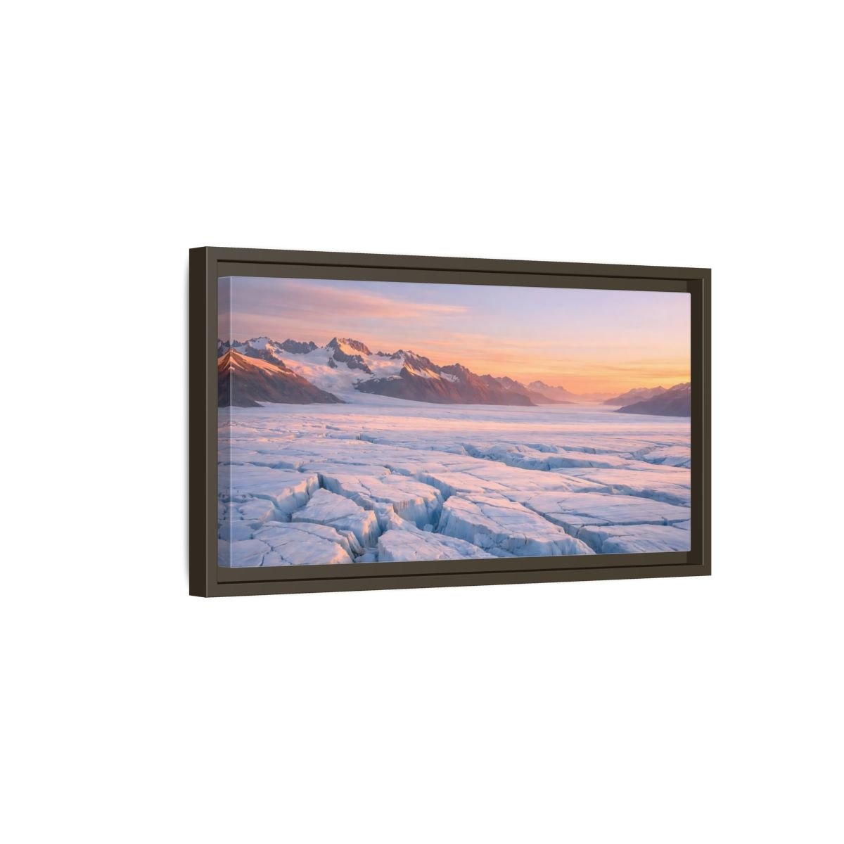 Landscape Nature Glacier Blue Orange - Framed Canvas Wall Art Print - YesArtYes