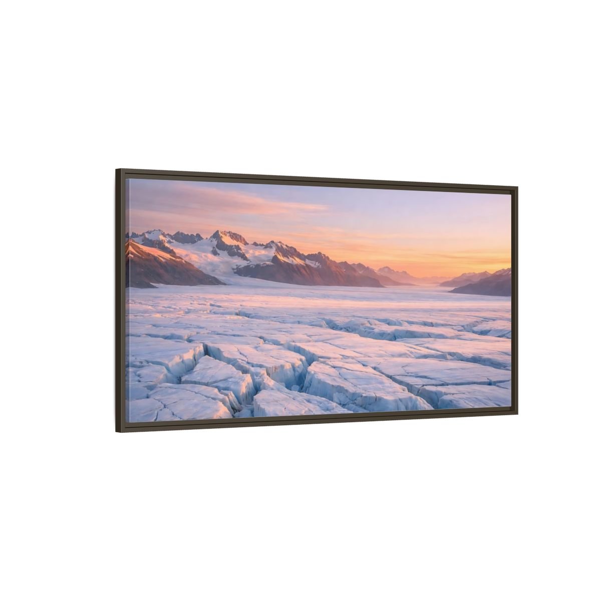 Landscape Nature Glacier Blue Orange - Framed Canvas Wall Art Print - YesArtYes