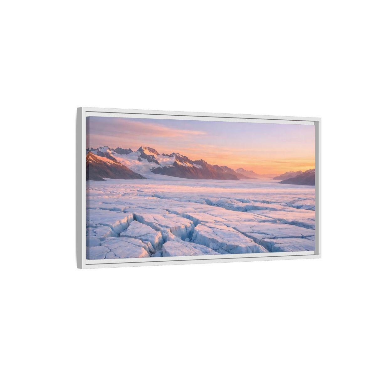 Landscape Nature Glacier Blue Orange - Framed Canvas Wall Art Print - YesArtYes
