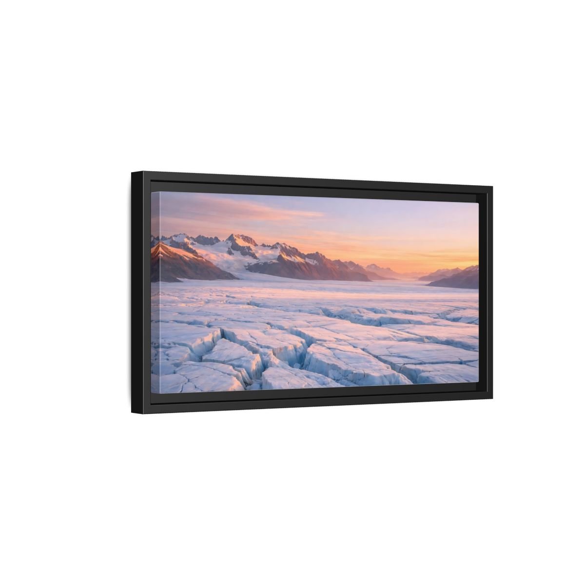 Landscape Nature Glacier Blue Orange - Framed Canvas Wall Art Print - YesArtYes