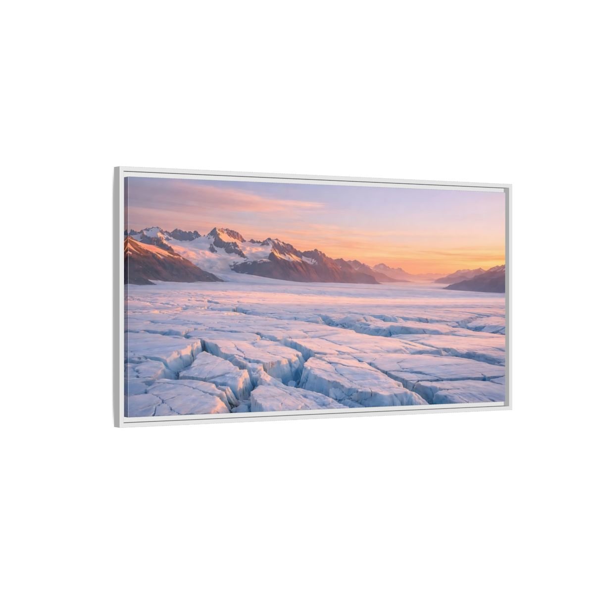 Landscape Nature Glacier Blue Orange - Framed Canvas Wall Art Print - YesArtYes
