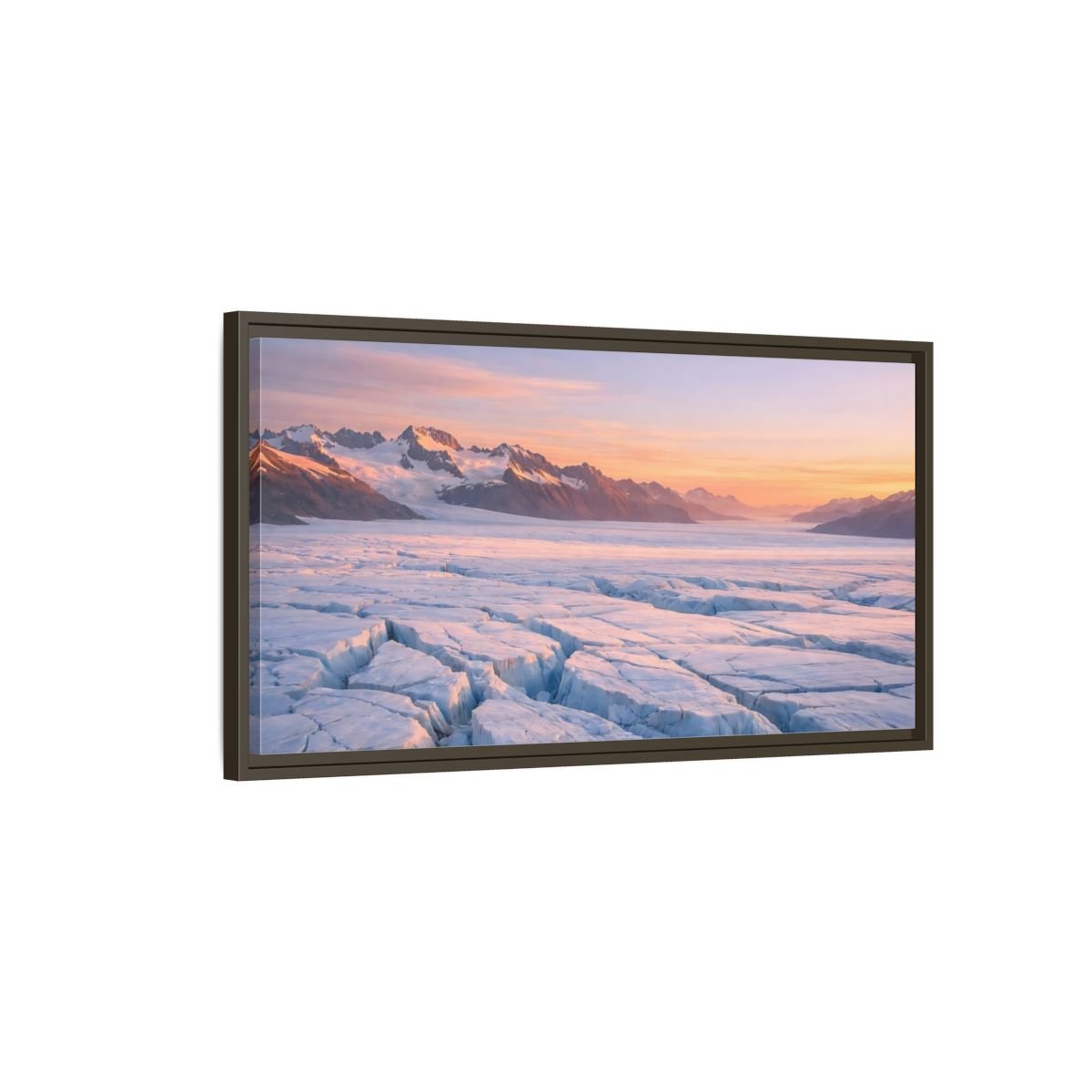 Landscape Nature Glacier Blue Orange - Framed Canvas Wall Art Print - YesArtYes