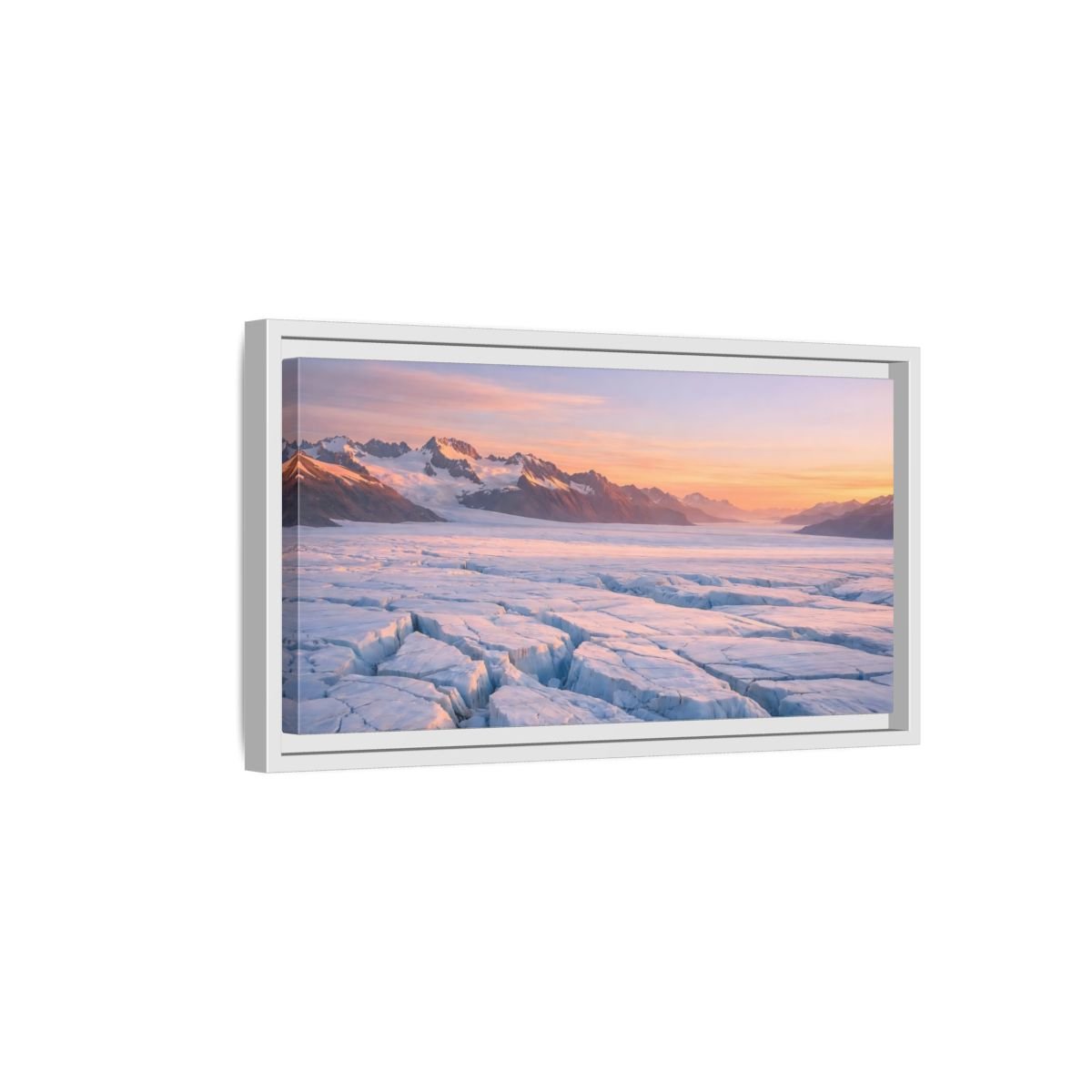 Landscape Nature Glacier Blue Orange - Framed Canvas Wall Art Print - YesArtYes