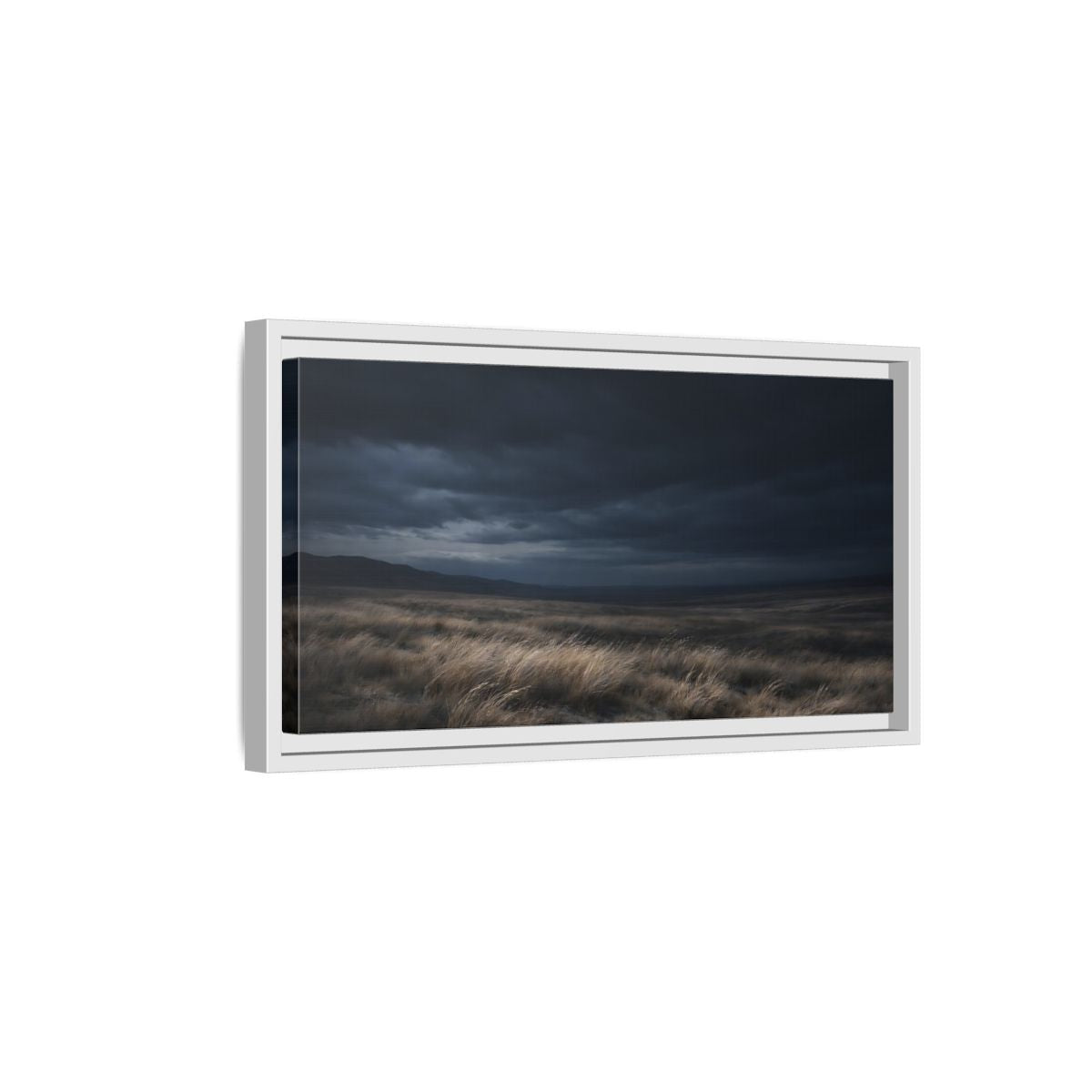 Landscape Nature Grassy Field Dark Blue - Framed Canvas Wall Art Print - YesArtYes