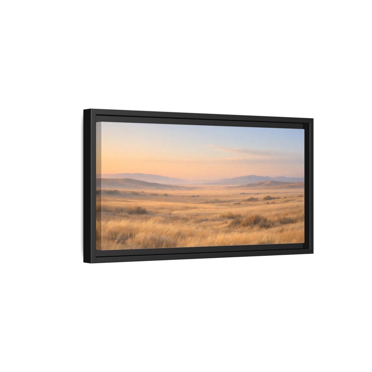 Landscape Nature Grassy Field Golden Meadow - Framed Canvas Wall Art Print - YesArtYes