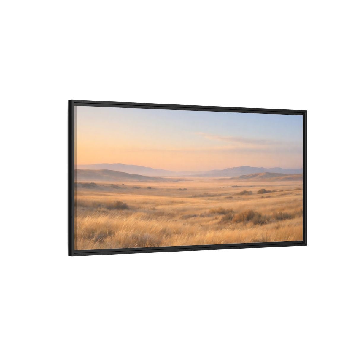 Landscape Nature Grassy Field Golden Meadow - Framed Canvas Wall Art Print - YesArtYes
