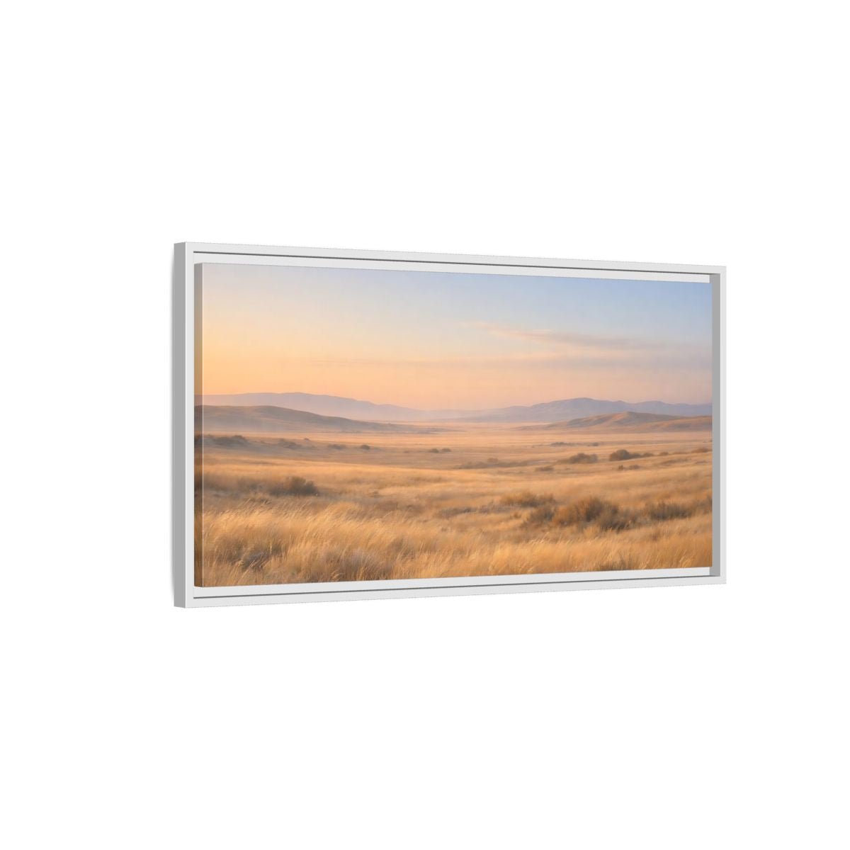 Landscape Nature Grassy Field Golden Meadow - Framed Canvas Wall Art Print - YesArtYes