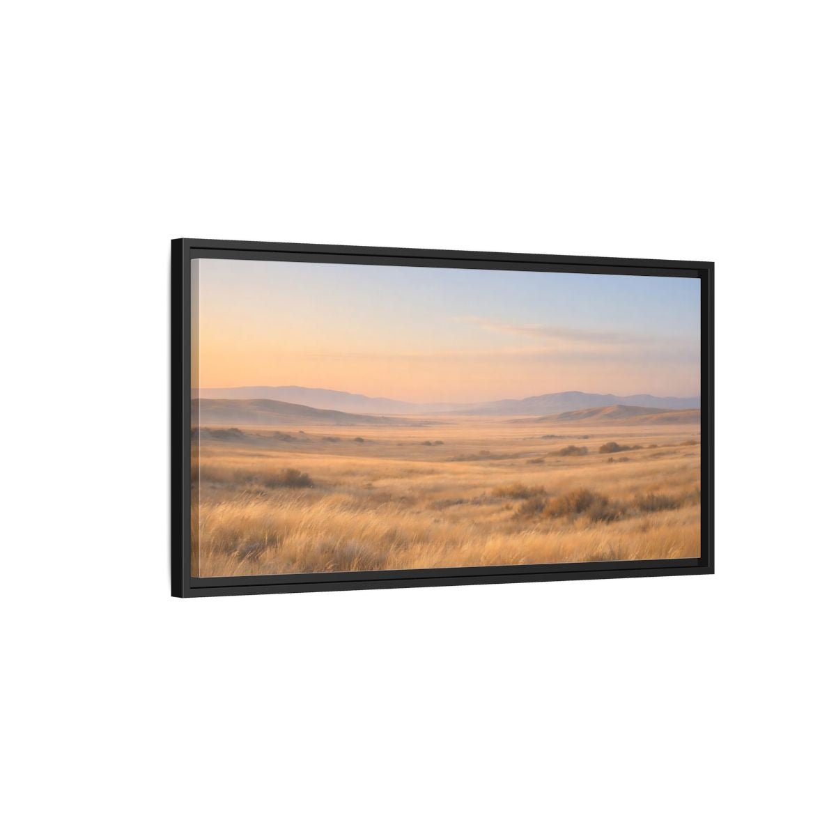 Landscape Nature Grassy Field Golden Meadow - Framed Canvas Wall Art Print - YesArtYes