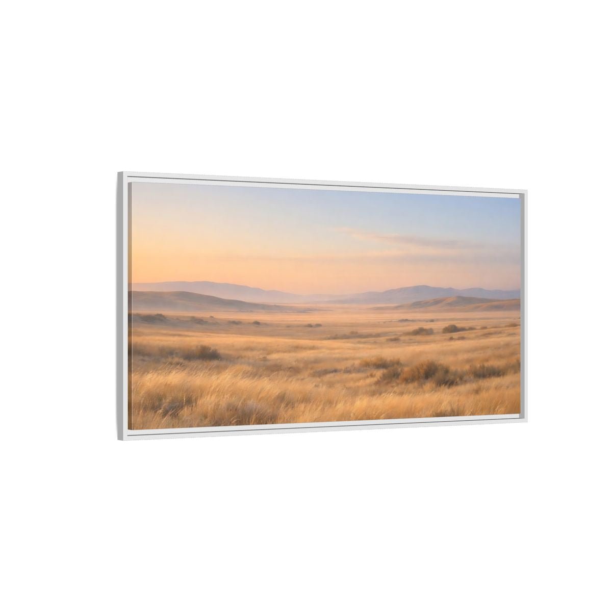 Landscape Nature Grassy Field Golden Meadow - Framed Canvas Wall Art Print - YesArtYes