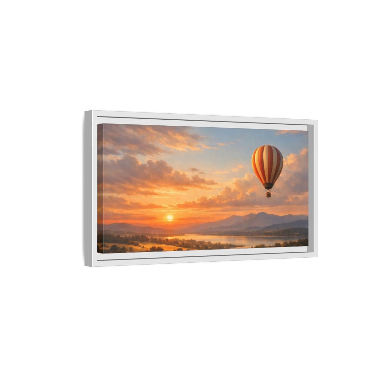 Landscape Nature Hot Air Balloon Orange - Framed Canvas Wall Art Print - YesArtYes