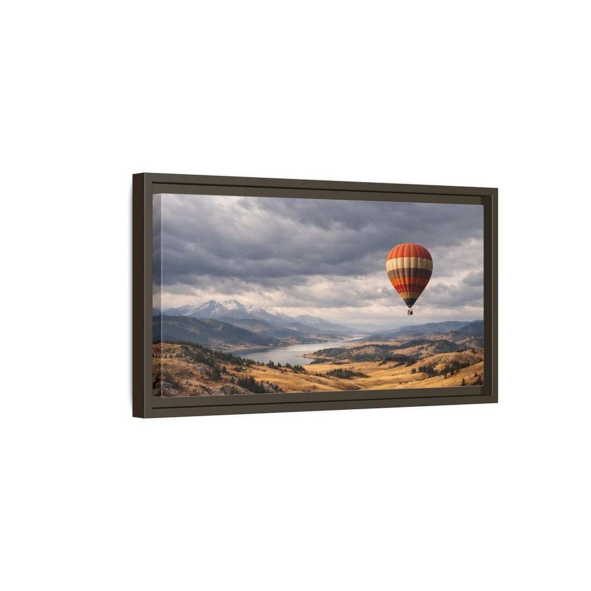 Landscape Nature Hot Air Balloon Orange - Framed Canvas Wall Art Print - YesArtYes