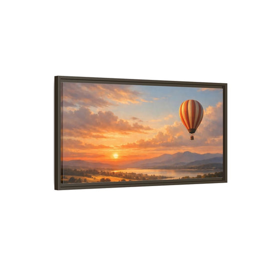 Landscape Nature Hot Air Balloon Orange - Framed Canvas Wall Art Print - YesArtYes