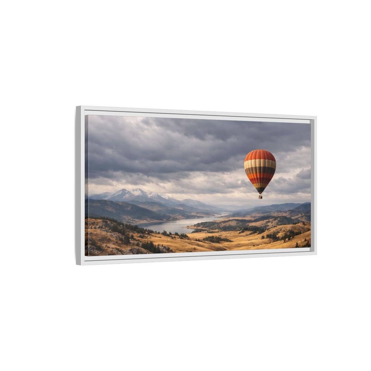 Landscape Nature Hot Air Balloon Orange - Framed Canvas Wall Art Print - YesArtYes