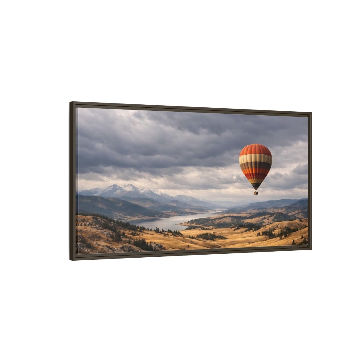 Landscape Nature Hot Air Balloon Orange - Framed Canvas Wall Art Print - YesArtYes