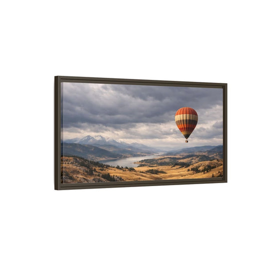 Landscape Nature Hot Air Balloon Orange - Framed Canvas Wall Art Print - YesArtYes