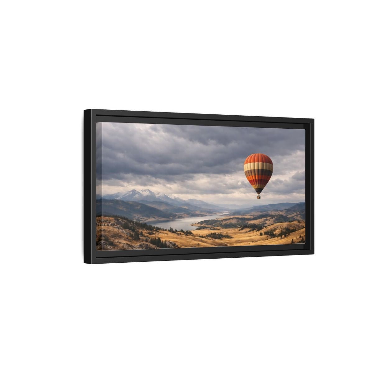 Landscape Nature Hot Air Balloon Orange - Framed Canvas Wall Art Print - YesArtYes