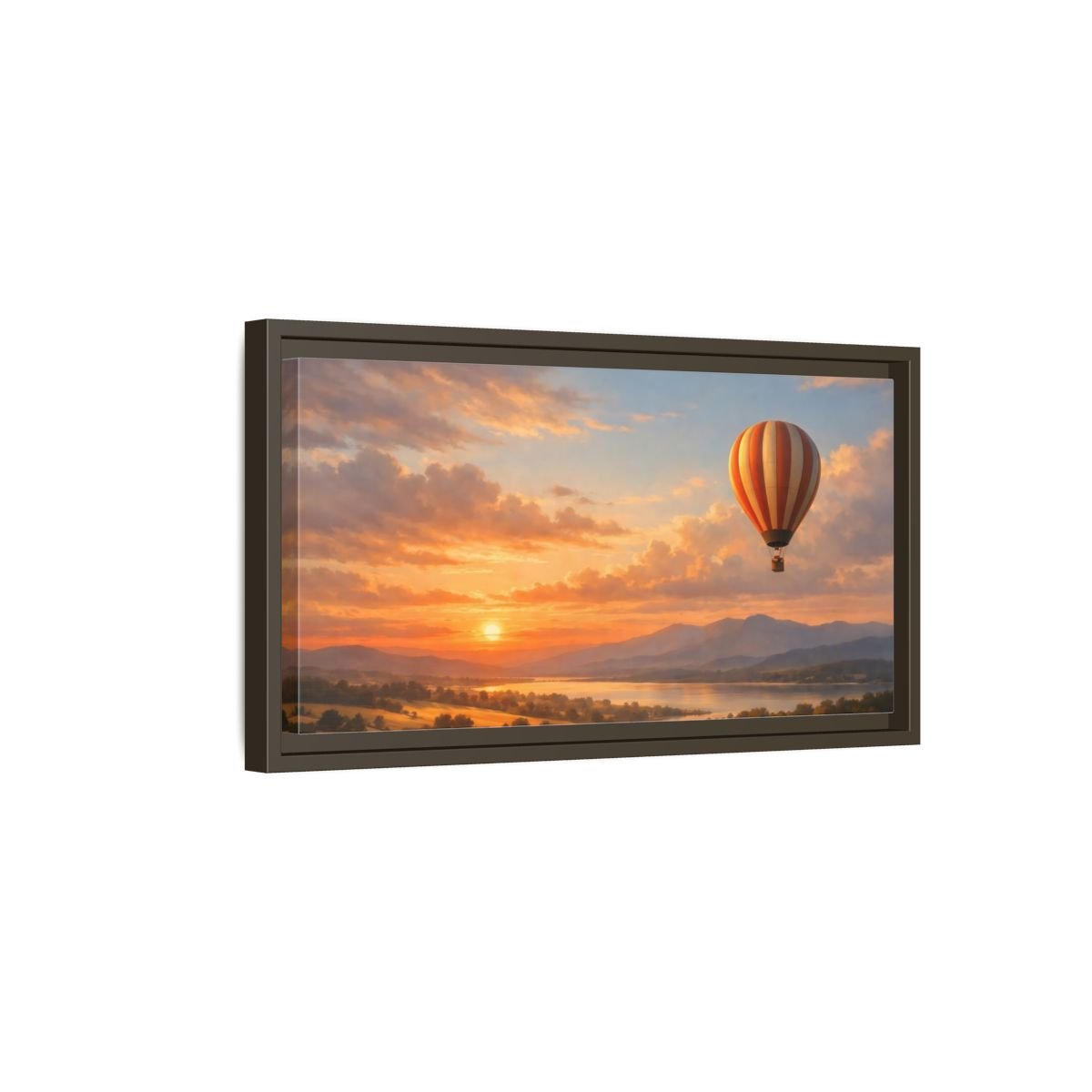 Landscape Nature Hot Air Balloon Orange - Framed Canvas Wall Art Print - YesArtYes