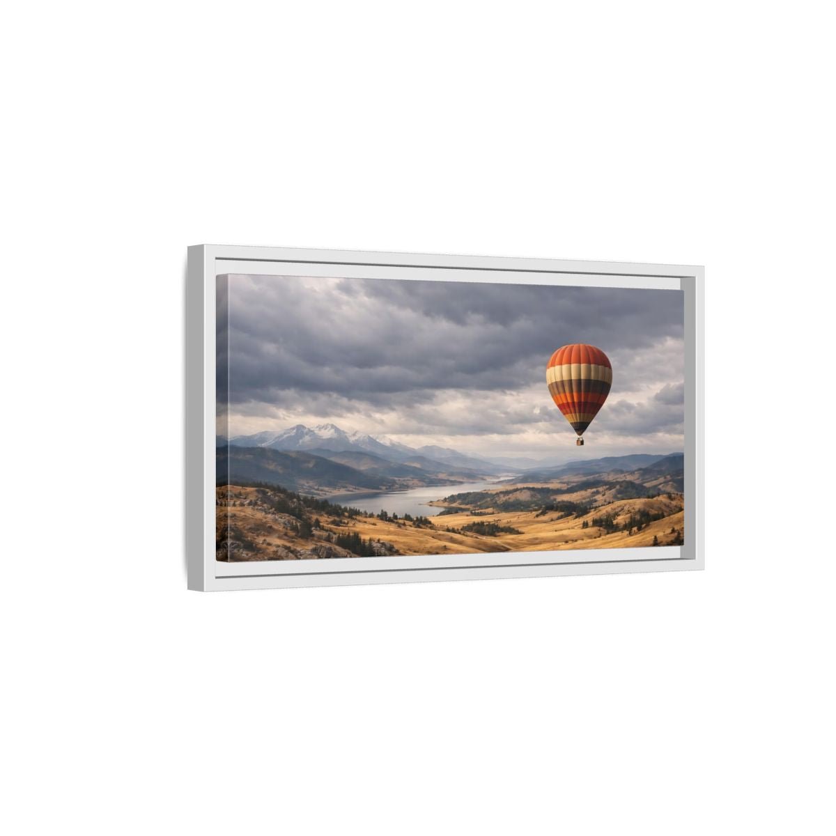 Landscape Nature Hot Air Balloon Orange - Framed Canvas Wall Art Print - YesArtYes