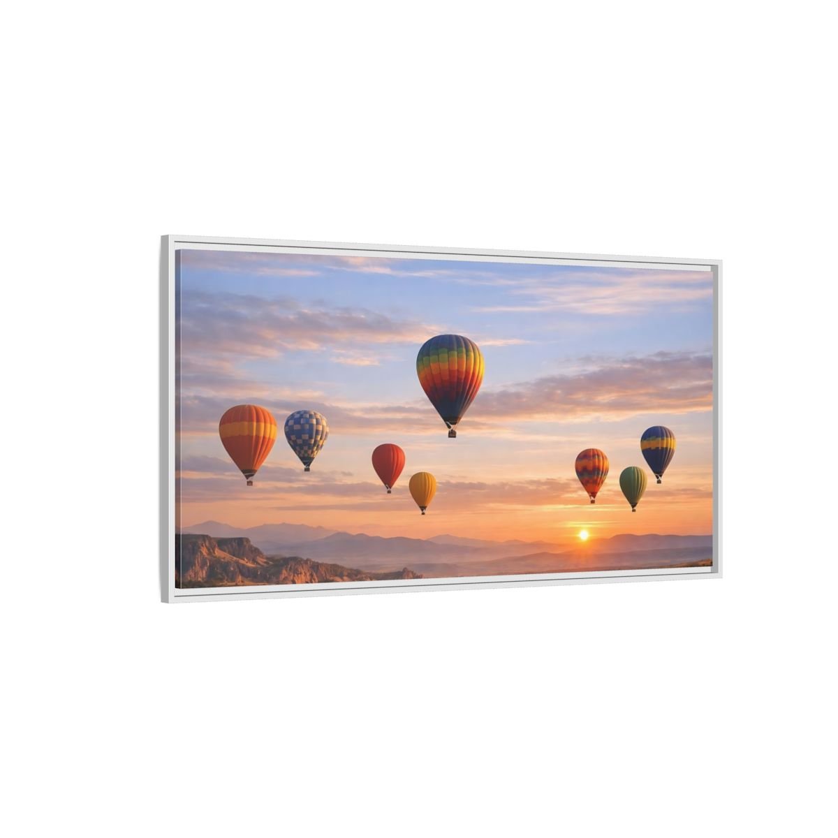Landscape Nature Hot Air Balloons Colorful - Framed Canvas Wall Art Print - YesArtYes