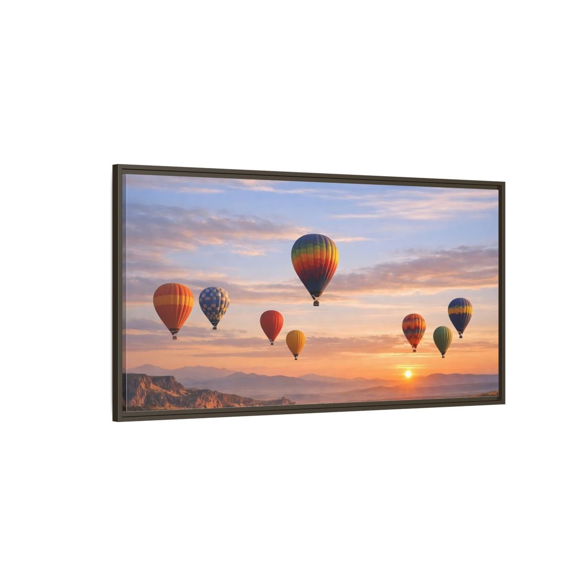 Landscape Nature Hot Air Balloons Colorful - Framed Canvas Wall Art Print - YesArtYes