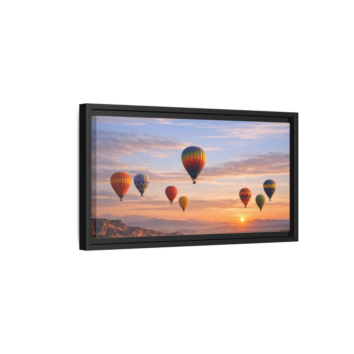 Landscape Nature Hot Air Balloons Colorful - Framed Canvas Wall Art Print - YesArtYes