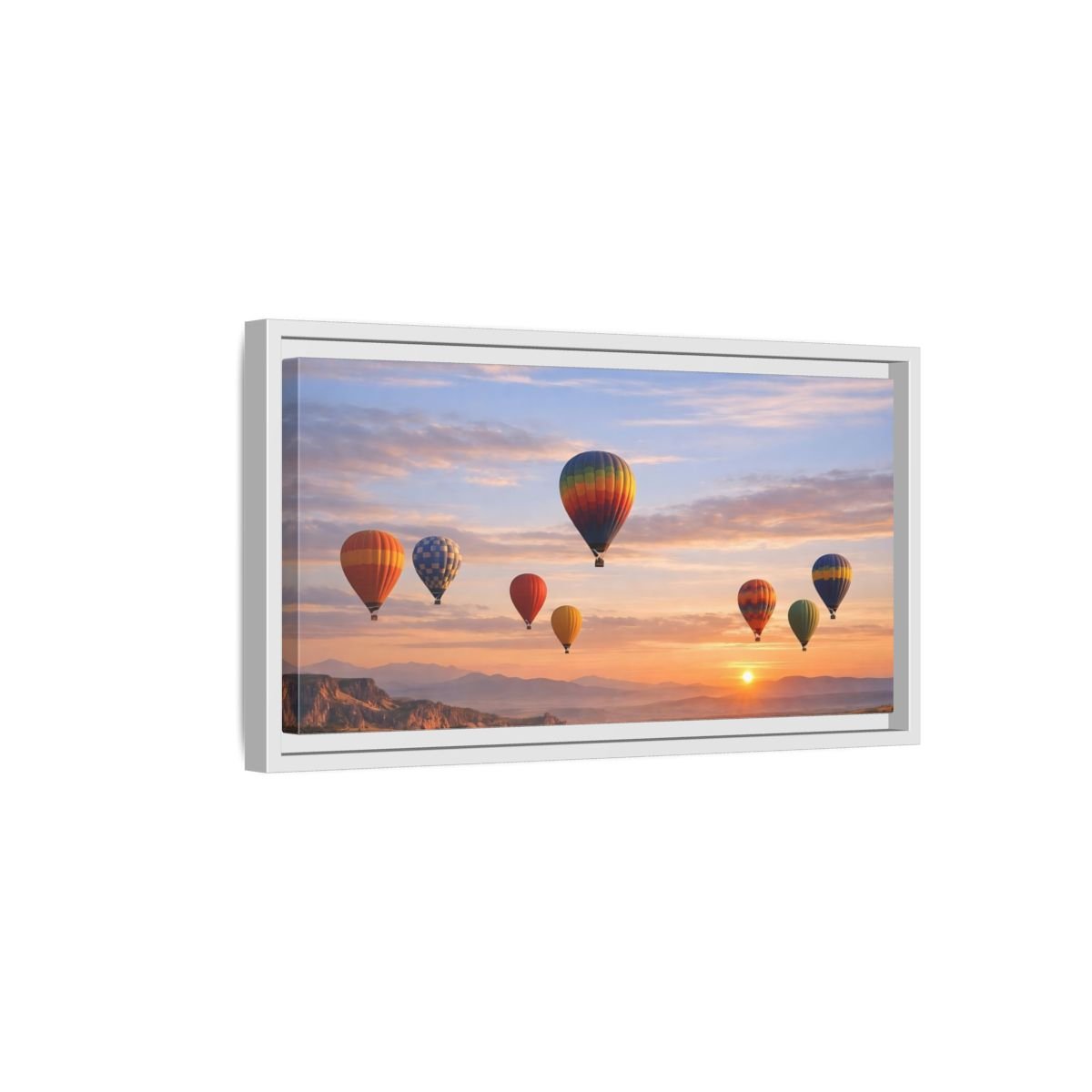 Landscape Nature Hot Air Balloons Colorful - Framed Canvas Wall Art Print - YesArtYes