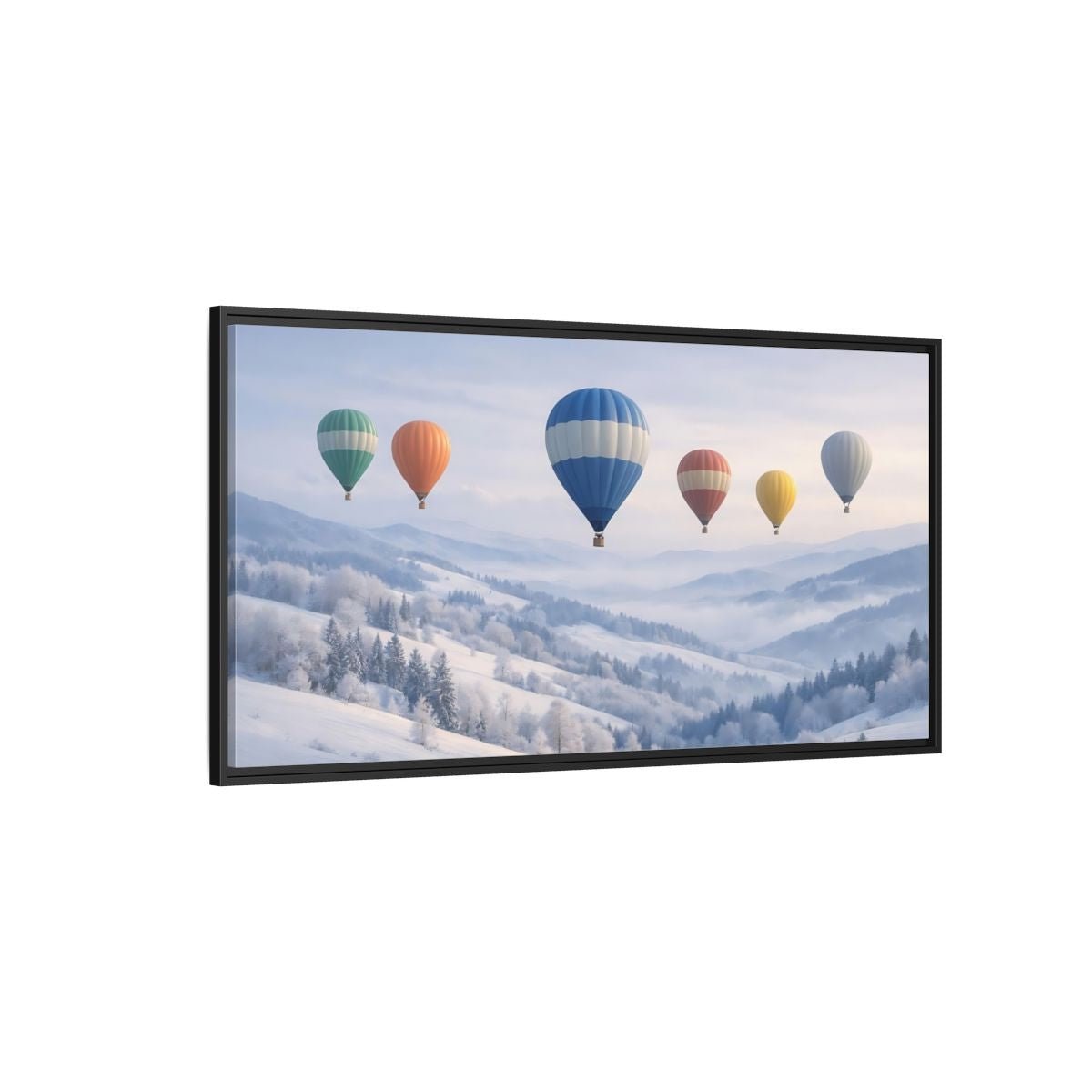 Landscape Nature Hot Air Balloons Pastel - Framed Canvas Wall Art Print - YesArtYes