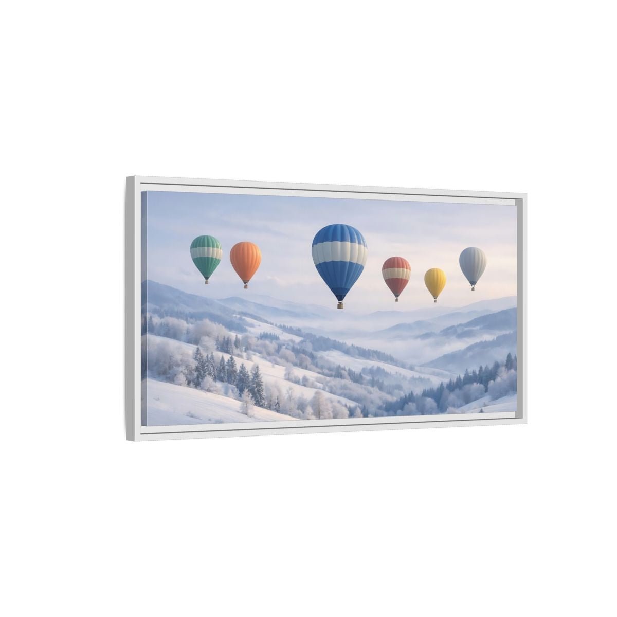Landscape Nature Hot Air Balloons Pastel - Framed Canvas Wall Art Print - YesArtYes