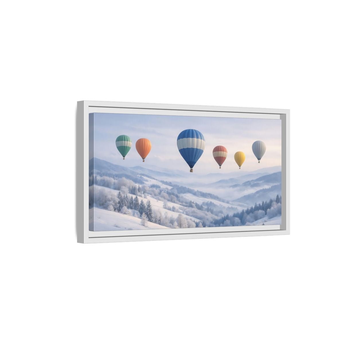 Landscape Nature Hot Air Balloons Pastel - Framed Canvas Wall Art Print - YesArtYes