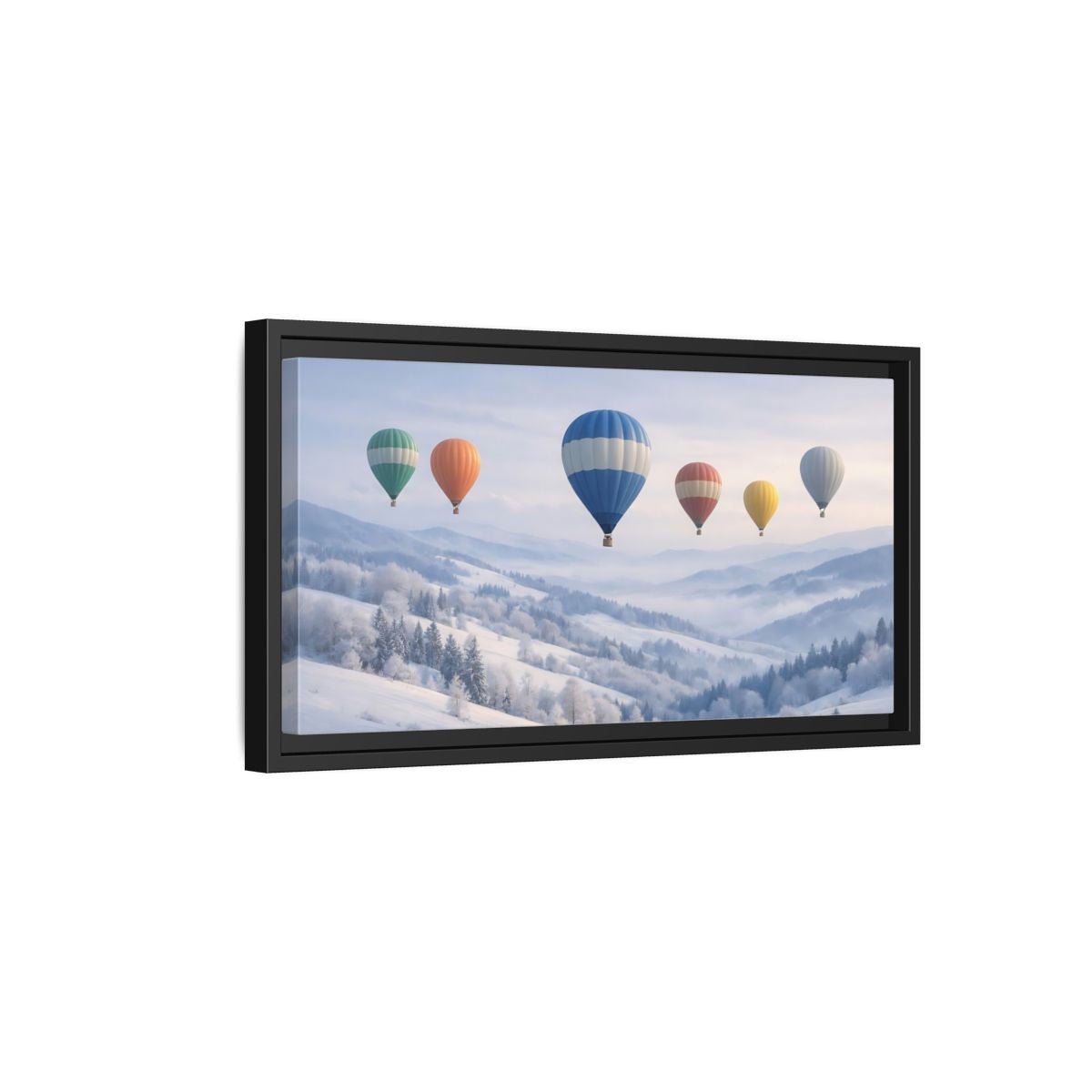 Landscape Nature Hot Air Balloons Pastel - Framed Canvas Wall Art Print - YesArtYes
