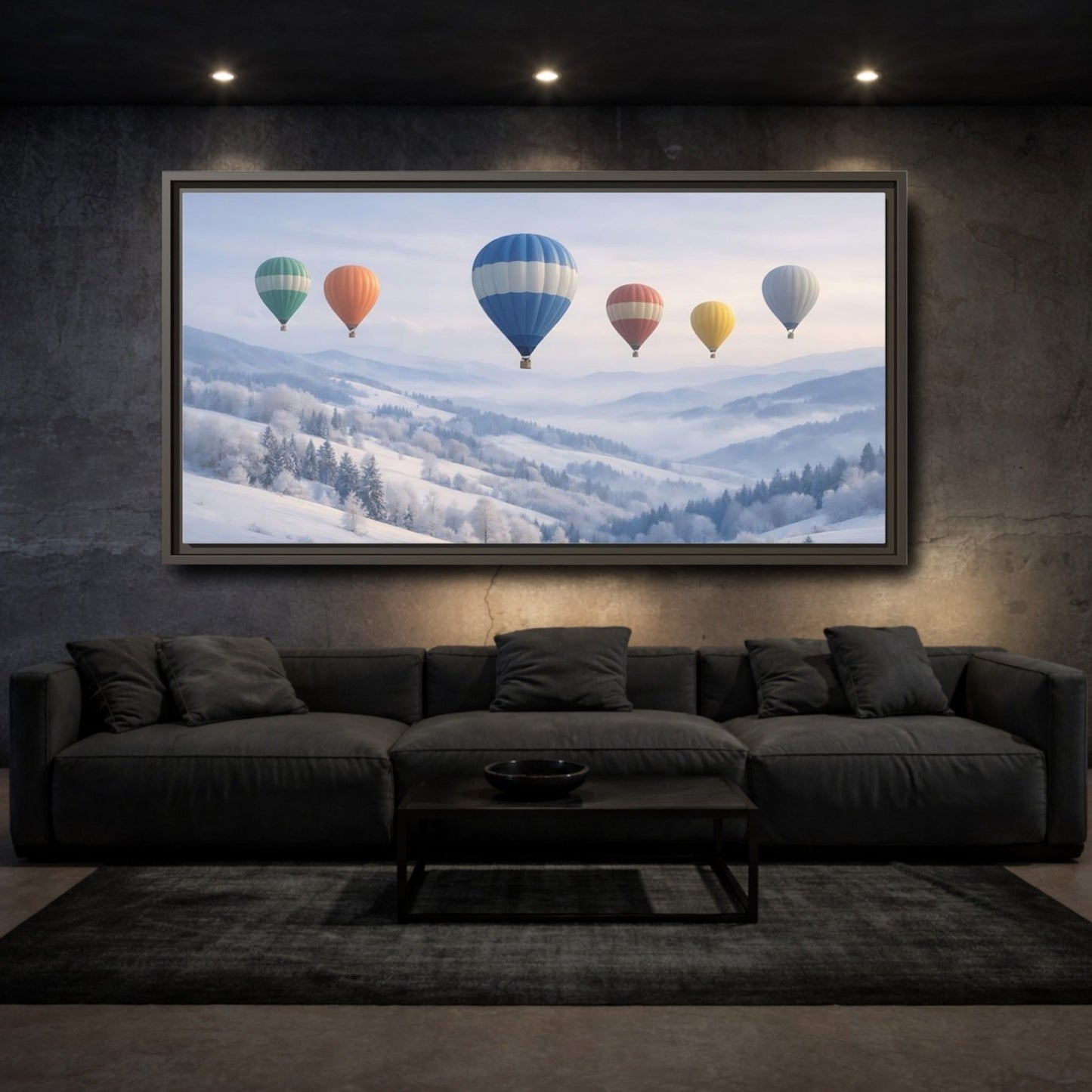 Landscape Nature Hot Air Balloons Pastel - Framed Canvas Wall Art Print - YesArtYes