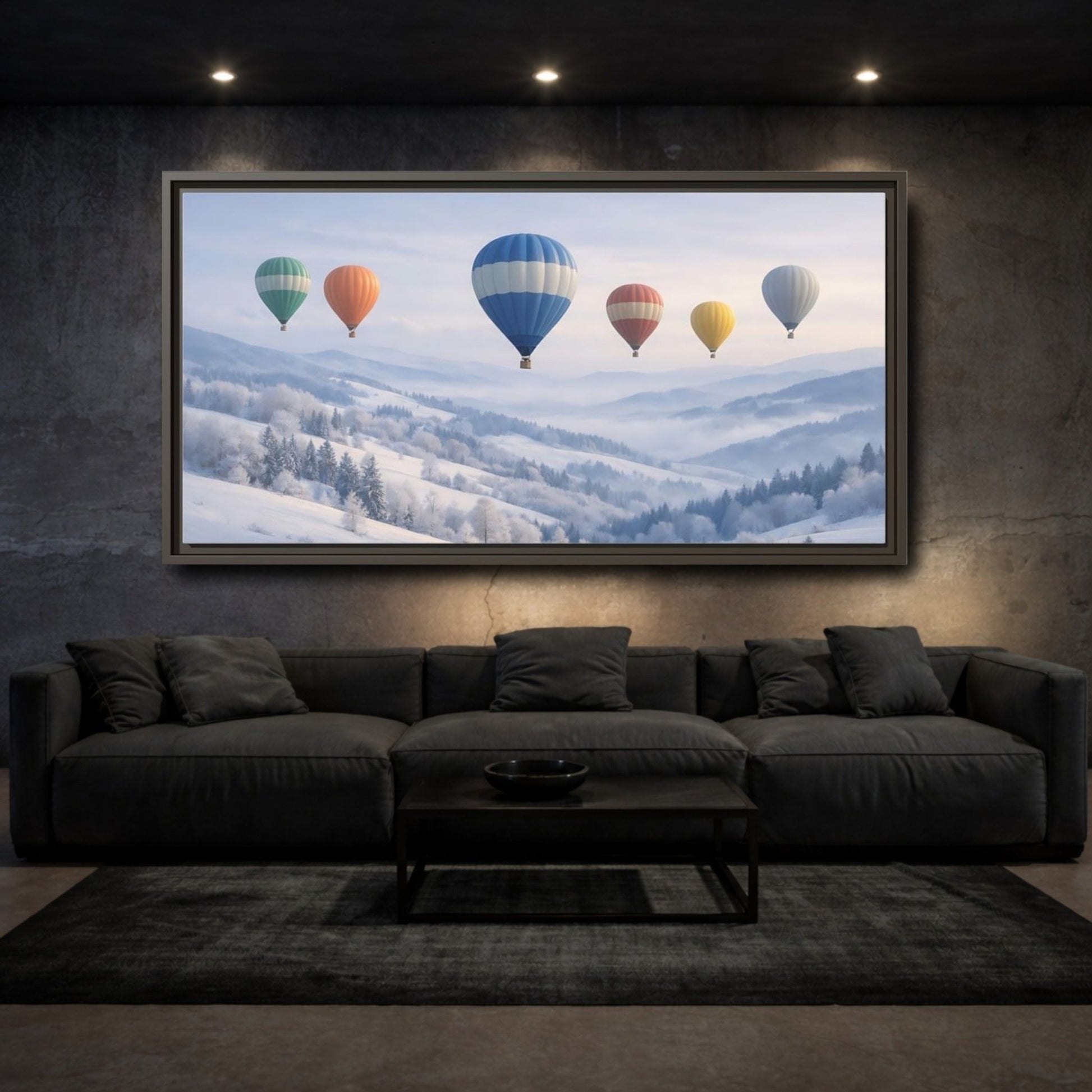 Landscape Nature Hot Air Balloons Pastel - Framed Canvas Wall Art Print - YesArtYes