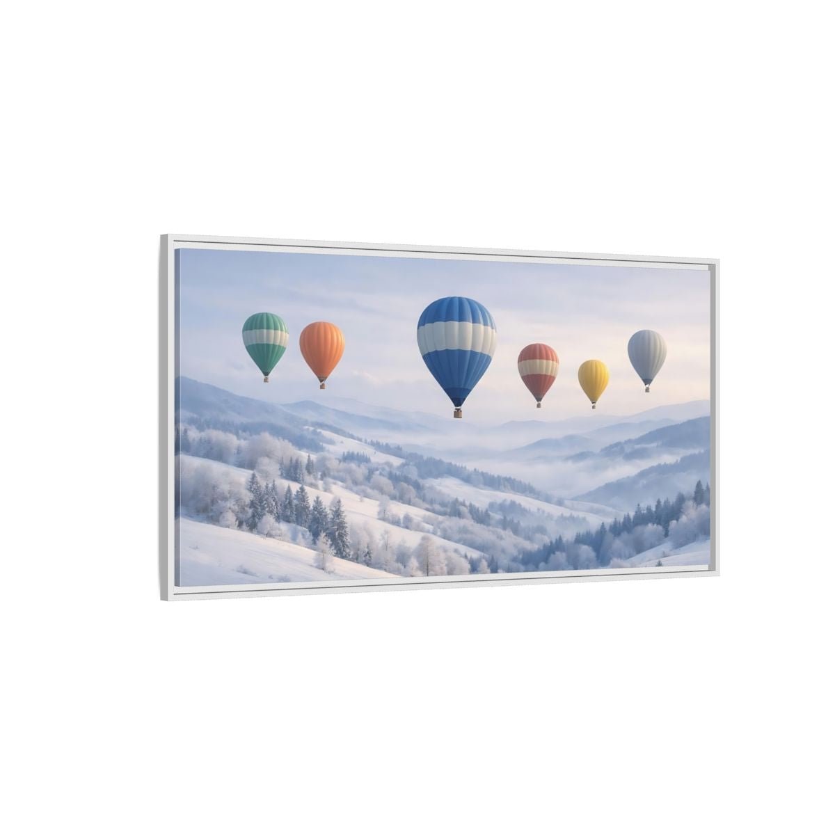 Landscape Nature Hot Air Balloons Pastel - Framed Canvas Wall Art Print - YesArtYes
