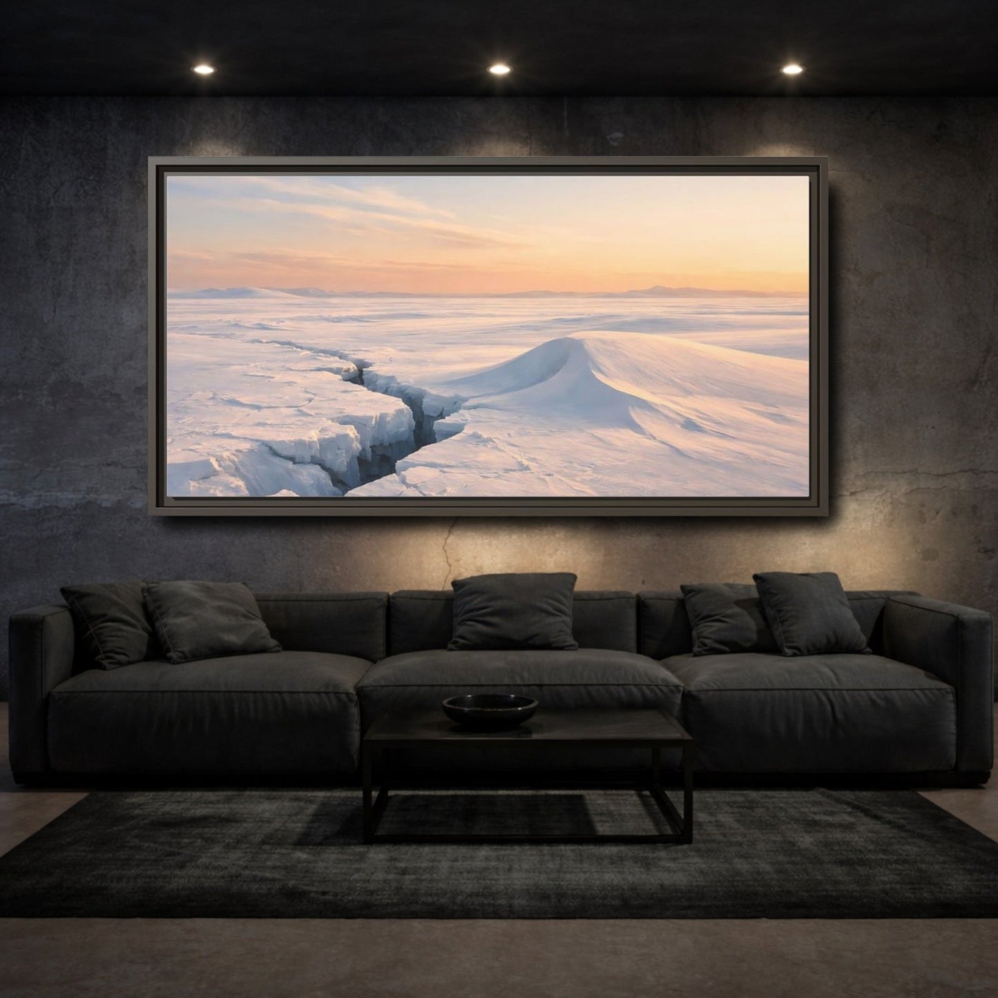 Landscape Nature Ice Field Winter - Framed Canvas Wall Art Print - YesArtYes